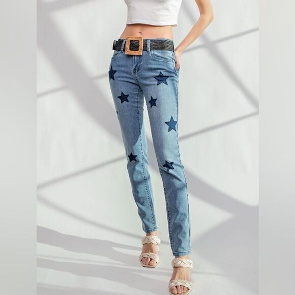 Easel Starry Patch Denim Jeans Size Medium NWT - Picture 1 of 4